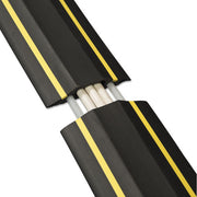 Medium-Duty Floor Cable Cover, 3.25 x 0.5 x 6 ft, Black with Yellow Stripe