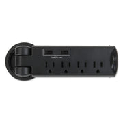 Pull-Up Power Module, 4 Outlets, 2 USB Ports, 8 ft Cord, Black