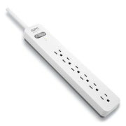 Essential SurgeArrest Surge Protector, 6 AC Outlets, 6 ft Cord, 1,080 J, White/Gray