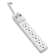 Surge Protector, 6 AC Outlets, 2.5 ft Cord, 500 J, White, 2/Pack