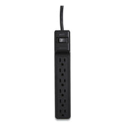 Surge Protector, 6 AC Outlets, 4 ft Cord, 600 J, Black