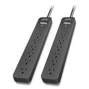 Essential SurgeArrest Surge Protector, 6 AC Outlets, 3 ft Cord, 540 J, Black, 2/Pack