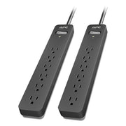 Essential SurgeArrest Surge Protector, 6 AC Outlets, 6 ft Cord, 1,080 J, Black, 2/Pack