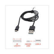 USB to Micro USB Cable, 3 ft, Black