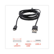 USB to Micro USB Cable, 6 ft, Black