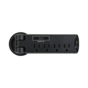 Pull-Up Power Module, 4 Outlets, 2 USB Ports, 8 ft Cord, Black