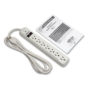 Protect It! Surge Protector, 7 AC Outlets, 6 ft Cord, 1,080 J, Light Gray