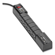 Protect It! Surge Protector, 6 AC Outlets/2 USB Ports, 8 ft Cord, 1,080 J, Black