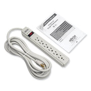 Protect It! Surge Protector, 6 AC Outlets, 15 ft Cord, 790 J, Light Gray