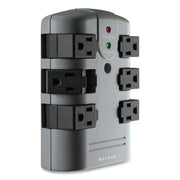 Pivot Plug Surge Protector, 6 AC Outlets, 1,080 J, Gray