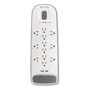 Home/Office Surge Protector, 12 AC Outlets, 6 ft Cord, 3,996 J, White/Black