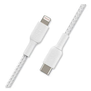 BOOST CHARGE Braided Apple Lightning to USB-C ChargeSync Cable, 3.3 ft, White