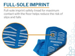 McKesson Slipper Socks, Single Tread, Youth Size, Light Blue - Image 4