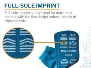 McKesson Slipper Socks, Single Tread, Adult Size, Teal - Image 4
