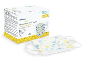 McKesson Pediatric Procedure Mask, Blue and Yellow Polka Dot - Image 1