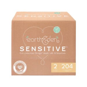 Earth & Eden Sensitive Baby Diapers, Size 2 for Babies Weighing 12 ? 18 lbs. - Image 1