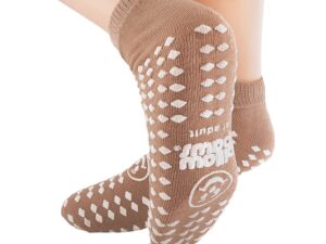 Pillow Paws? Ankle High Double Imprint Terries? Slipper Socks, Extra Large, Light Brown - Image 1