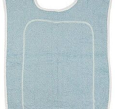 Beck's Classic Adult Bib with Barrier, White and Blue Terry, 18 x 36 Inch - Image 1