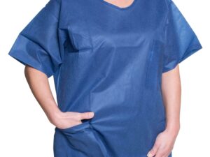 Dukal Spunbond Polypropylene Scrub Shirt, Medium, Dark Blue - Image 1