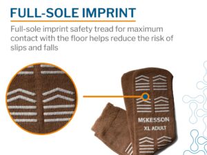 McKesson Slipper Socks, Single Tread, Extra Large, Brown - Image 4