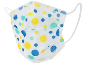 McKesson Pediatric Procedure Mask, Blue and Yellow Polka Dot - Image 2