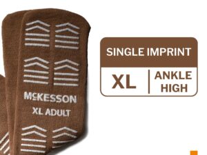 McKesson Slipper Socks, Single Tread, Extra Large, Brown - Image 3