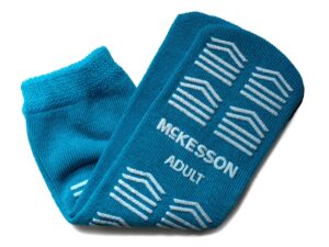 McKesson Slipper Socks, Single Tread, Adult Size, Teal - Image 1