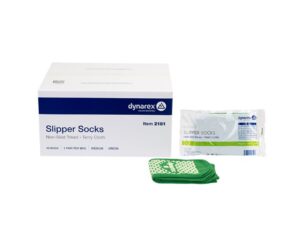 dynarex? Single Tread Slipper Socks, Medium, Green - Image 1