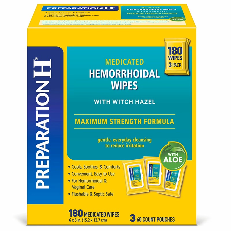 Preparation H Hemorrhoid Wipes with Witch Hazel, 180 ct.