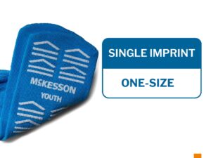 McKesson Slipper Socks, Single Tread, Youth Size, Light Blue - Image 3