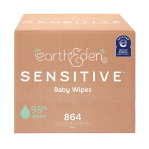 Earth & Eden Sensitive? Baby Wipes, 6.7 x 7.7 Inch, 72 per Pack - Image 1