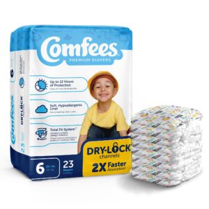 Attends Comfees Premium Baby Diapers, Tab Closure, Kid Design, Size 6 - Image 1