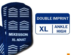 McKesson Slipper Socks, Double Tread, Extra Large, Dark Blue - Image 3