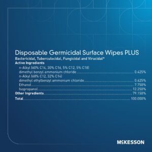 McKesson Premoistened Germicidal Wipe Surface Disinfectant Cleaner 6 x 6.75 Inch - Image 2