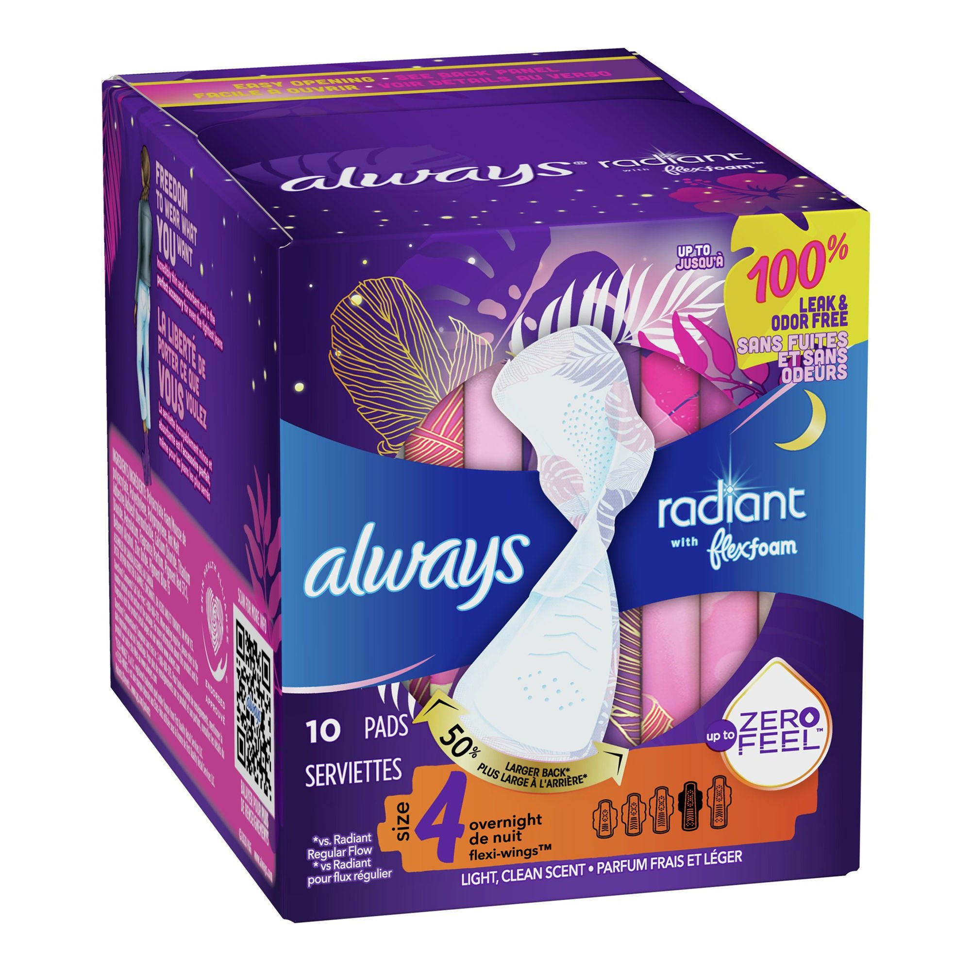 Always? Radiant Overnight Pads, Size 4