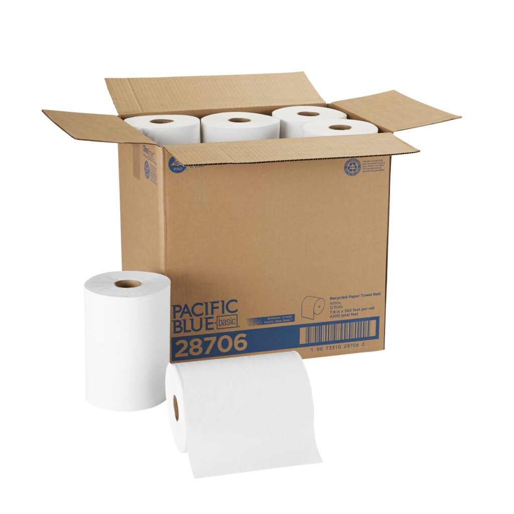 Pacific Blue Basic? White Paper Towel, 7-7/8 Inch x 350 Foot, 12 Rolls per Case