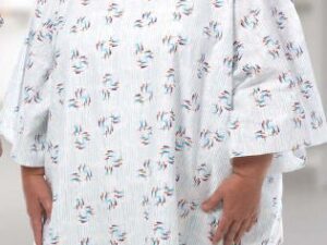 Reusable Patient Gown, Fits up to 5X-Large, Raindrops Print - Image 1