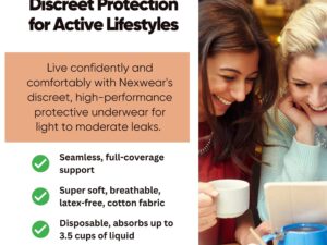 Nexwear Women's Pull-On Absorbent Underwear, Large, Tan - Image 7
