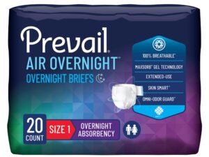 Prevail Air? Overnight Briefs Overnight Absorbency, Size 1 - Image 1